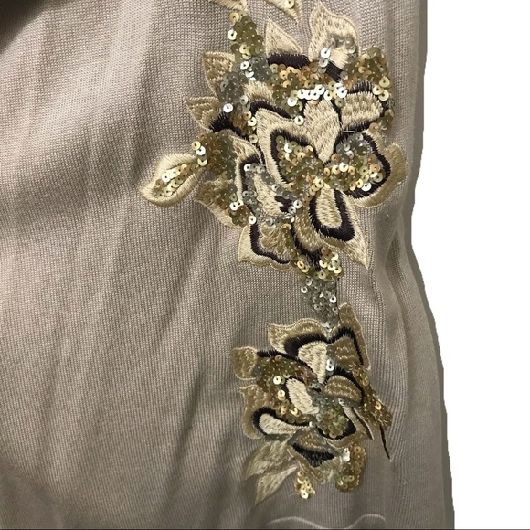 Cache Floral Beaded Robe Sequin Ribbed Cardigan - Picture 3 of 4